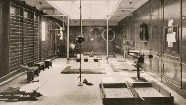 First introduced on ocean liners more than 100 years ago, gymnasiums - shown here on Cunard's Berengaria around 1930 - remain a staple of cruise ships today