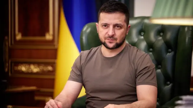 泽连斯基在基辅总统府内（乌克兰总统府照片20/3/2022）