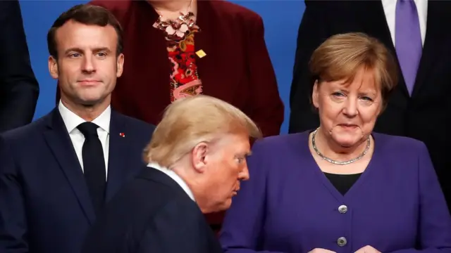 Эммануэль Макрон, Дональд Трамп и Ангела Меркель