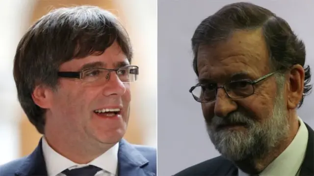Carles Puigdemont, trái, và Mariano Rajoy không có bất cứ dấu hiệu nào cho việc thỏa hiệp