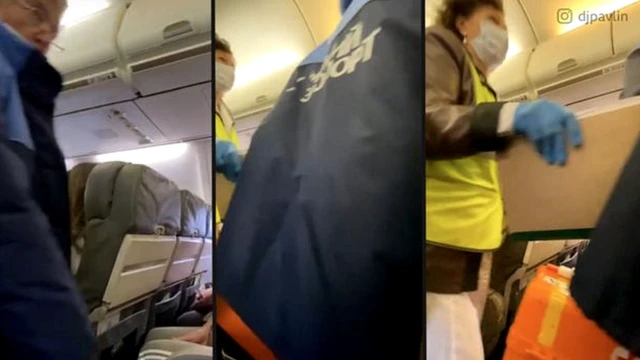 Airport staff on the plane