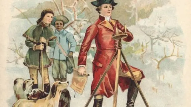 رسم لواشنطن عندما كان يعمل مساحا للأراضي