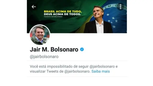Print de página do Bolsonaro para quem foi bloqueado por ele