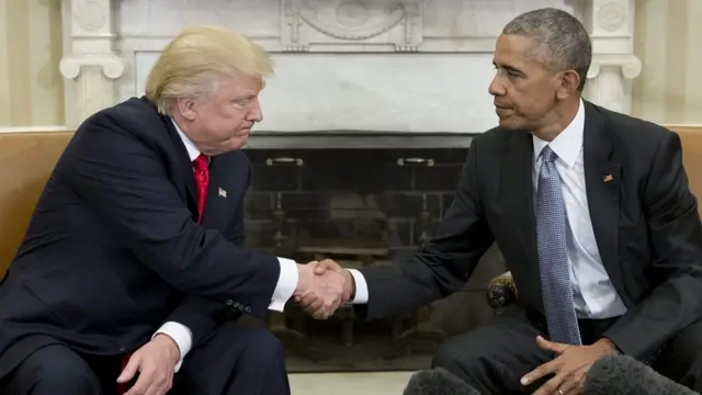 Trump e Obama no Salão Oval da Casa Branca