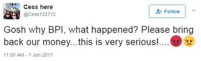 एक खाताधारक का ट्वीट