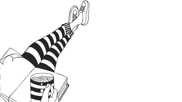 Ilustración de mujer leyendo libro