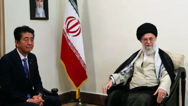 Iran"s Supreme Leader Ayatollah Ali Khamenei meets with Japan"s Prime Minister Shinzo Abe in Tehran, Iran June 13, 2019.