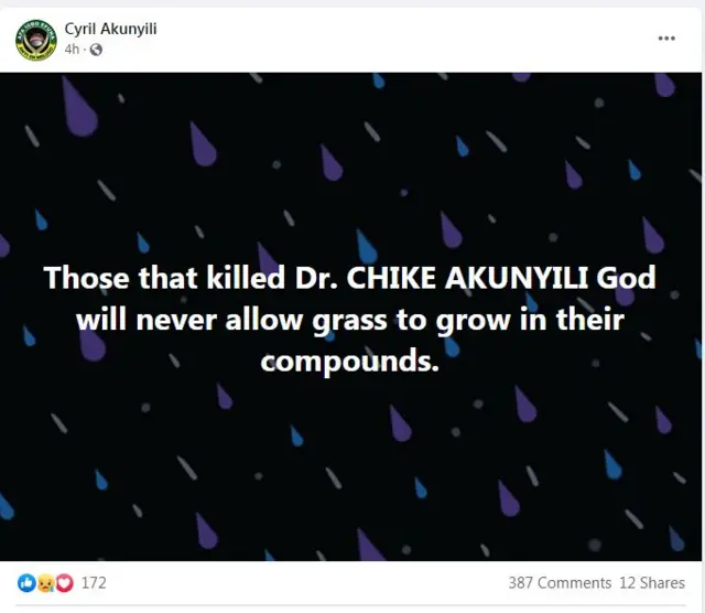 Ozi Cyril Akunyili wepụtara na Facebook ya
