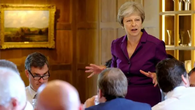 Theresa May addressing Cabinet colleagues