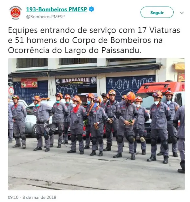 Twitter dos Bombeiros