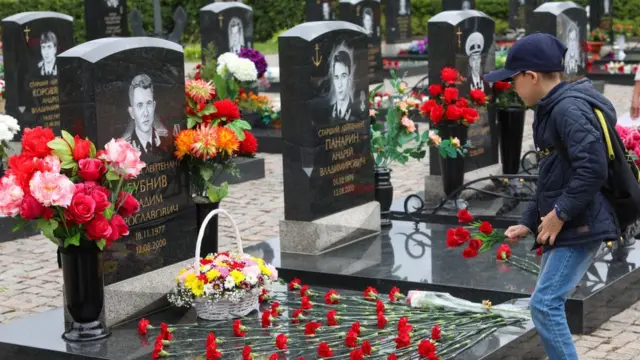 Cementerio en San Petersburgo, onde foram enterrados os restosbetesporte deposito minimomarinheiros mortos no submarino Kursk.