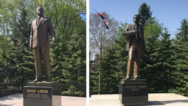 Spomenici Hejdaru Alijevu i Miloradu Paviću autora Natiga Alijeva na Tašmajdanu