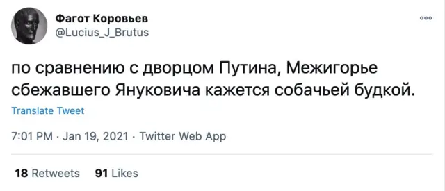 Твит про Межигорье