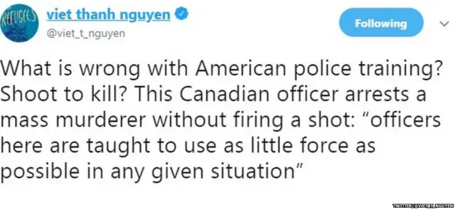 "What is wrong with American police training? Shoot to kill? This Canadian officer arrests a mass murderer without firing a shot: “officers here are taught to use as little force as possible in any given situation”"
