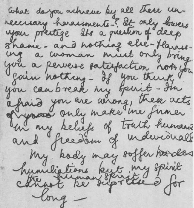 స్నేహలత జైలు డైరీలోని ఒక పేజీ