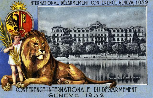 Cartão postal da Conferência Internacional de Desarmamento em Genebra em 1932