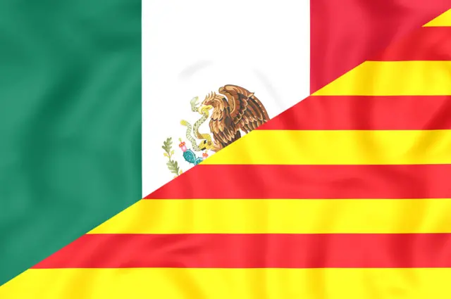 Banderas de México y Cataluña