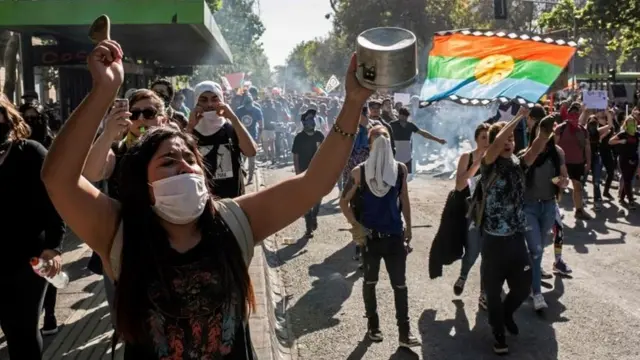 Manifestantes en Santiago