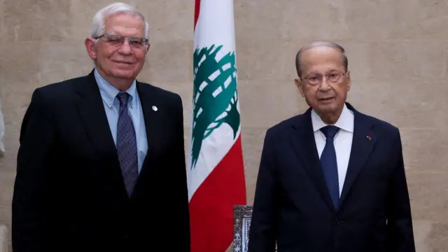 مسؤول السياسة الخارجية في الاتحاد الأوروبي جوزيف بوريل ورئيس الجمهورية اللبناني ميشال عون