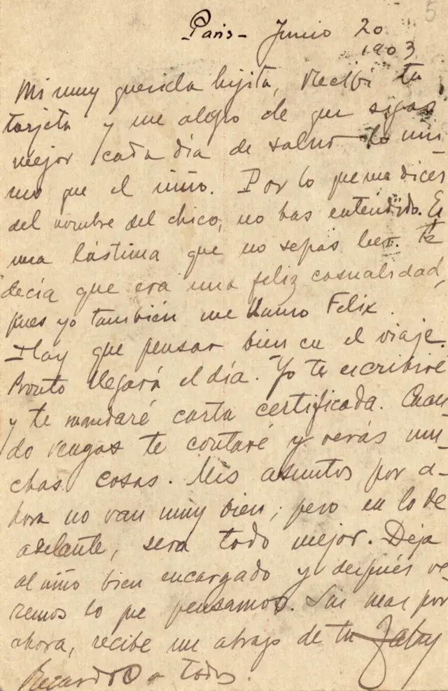 Carta de Rubén Darío a Francisca Sánchez