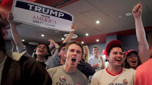 seguidores de Trump celebran su triunfo en la elección presidencial