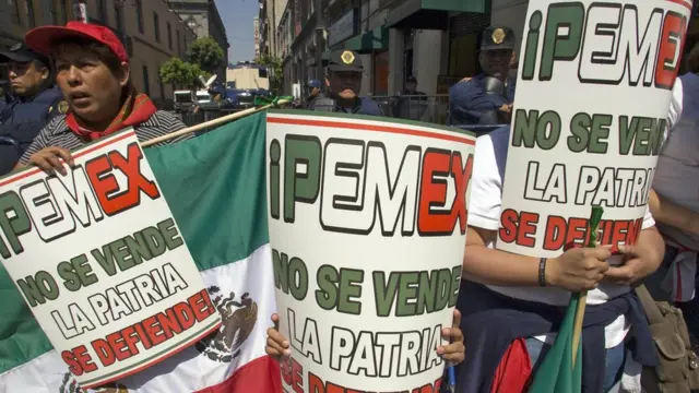 Manifestantes contra la privatización.