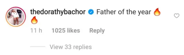 Reaction screenshot from Instagram