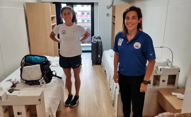 Las deportistas salvadoreñas Argentina Solórzano y Celina Márquez.