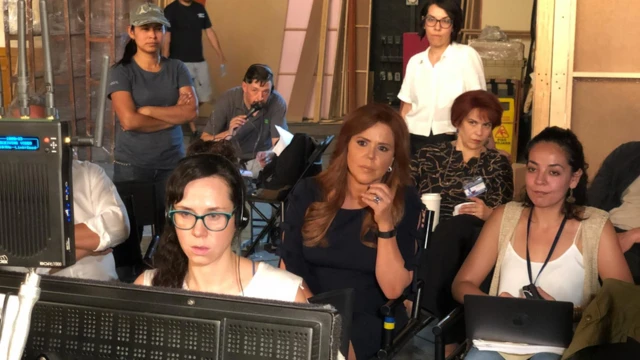 María Celeste Arrarás durante la grabación de la serie sobre Selena.