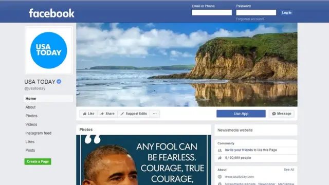 USA Today's Facebook page