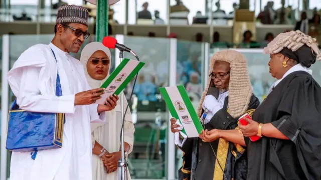 Buhari dey take oath of office