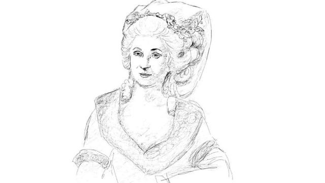 Ink drawing of Marianna Martines