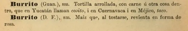 Acepciones de "burrito"