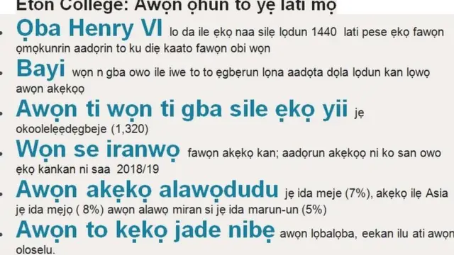 Itan nipa ile ẹkọ Eton