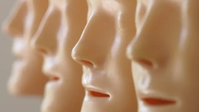 rubber masks with human faces
