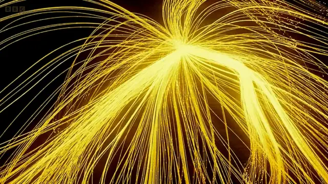 Feixes de luz com pontos