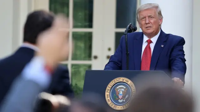 特朗普于华盛顿白宫玫瑰园会见记者（14/7/2020）