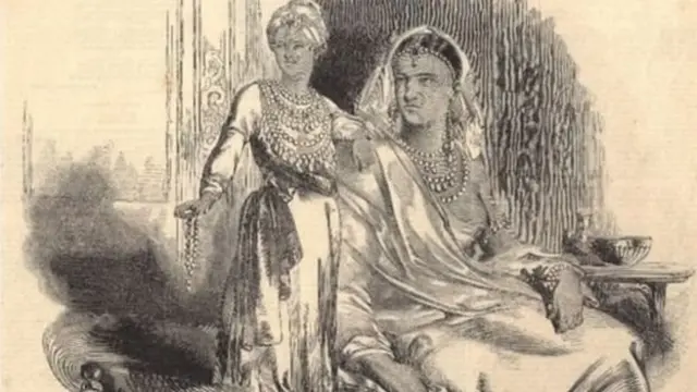 महाराजा रणजीत सिंह की पत्नी महारानी जिन्द कौर और उनका बेटा दिलीप सिंह