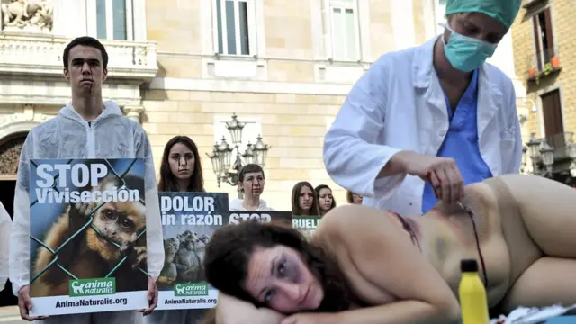 Protesta de defensores de animales.