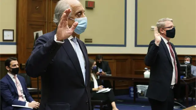 Special Envoy for Afghanistan Zalmay Khalilzad testifying at the US Congress about US strategy in the country
