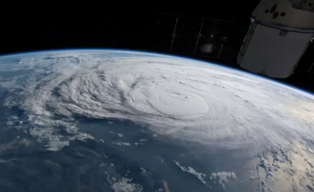 A handout photo made available by NASA shows an image taken from the International Space Station (ISS) of Hurricane Harvey approaching Texas, USA, on 25 August 2017.