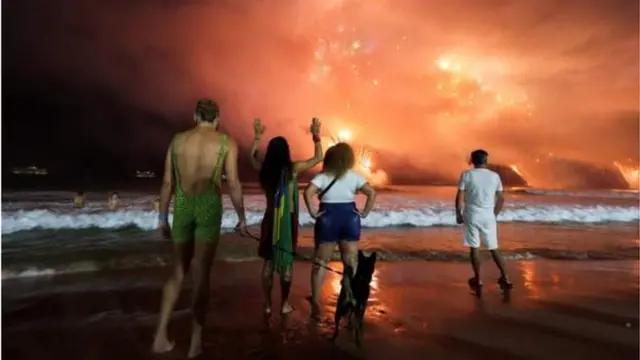 Fireworks for di beach for Rio de Janeiro, Brazil