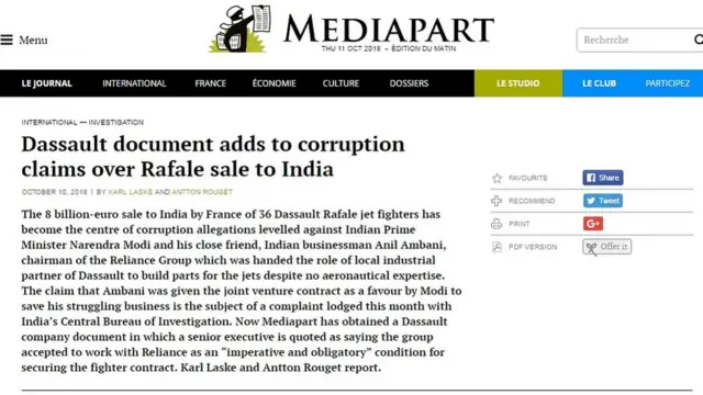 मीडियापार्ट, रफाल