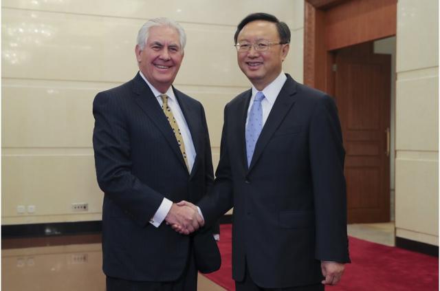 中国国务委员杨洁篪与美国国务卿蒂勒森