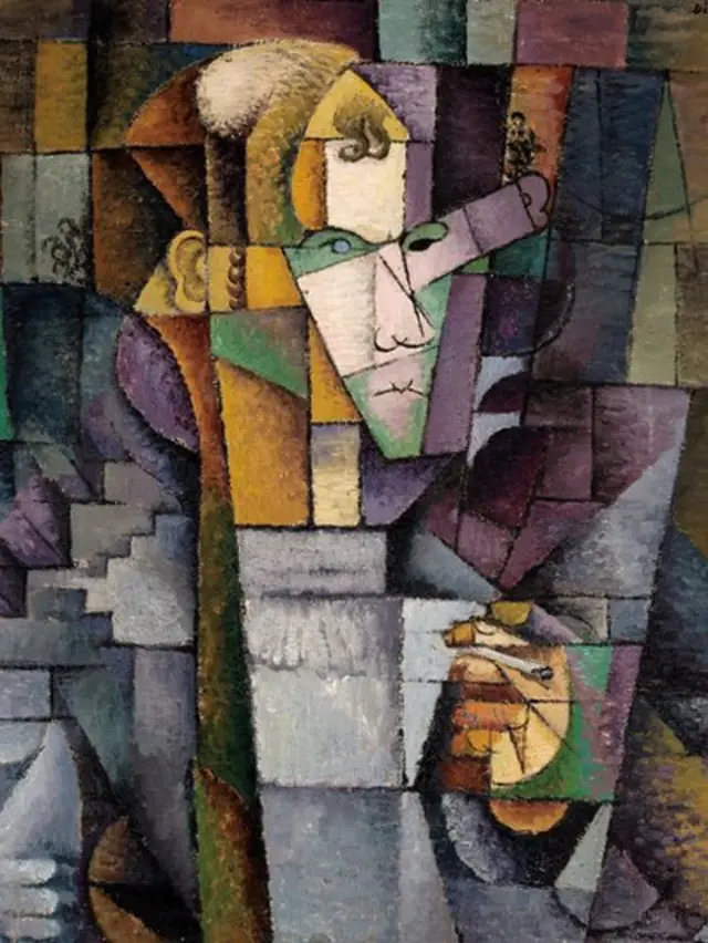 Obra: "Retrato del escultor Elie Indenbaum Hombre del cigarrillo", óleo sobre lienzo, Diego Rivera, 1913