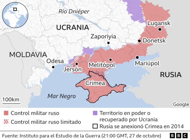 Mapa de Ucrania y los países vecinos