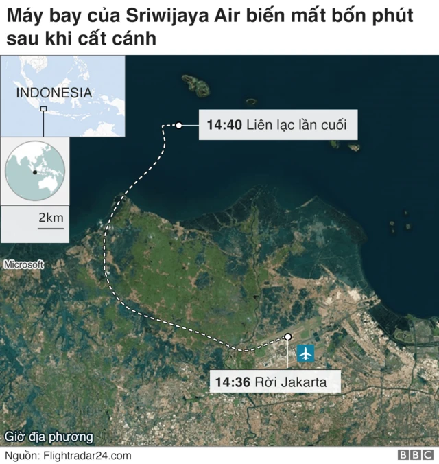 Correct Indonesia missing plane map