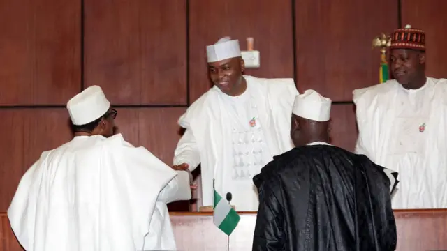 Shugaba Buhari da Bukola Saraki da Yakubu Dogara