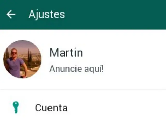 Captura de pantalla de un estado que dice: "Anuncie aquí"