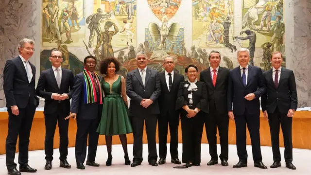 Para Menlu dan Dubes untuk PBB dari Indonesia, Jerman, Belgia, Republik Dominika dan Afrika Selatan.